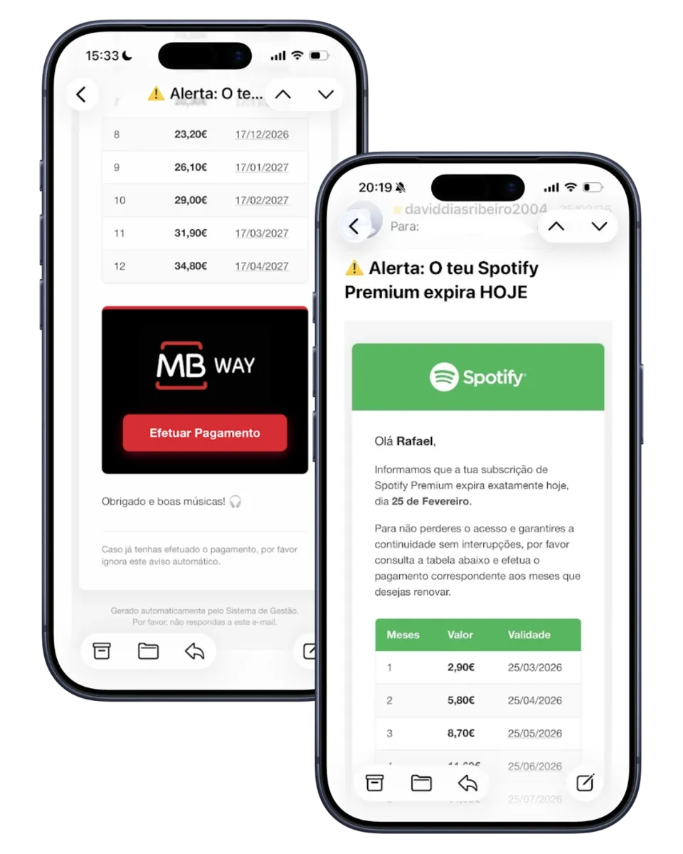 Spotify subscription reminder emails on iPhone